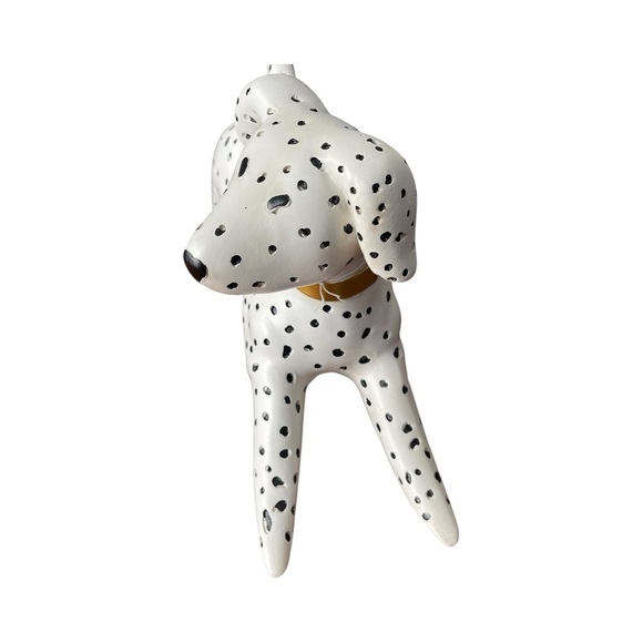 Spotted Dalmatian Puppy Figurine Playful Pose Black White Gold Collar Dog - Picture 4 of 7